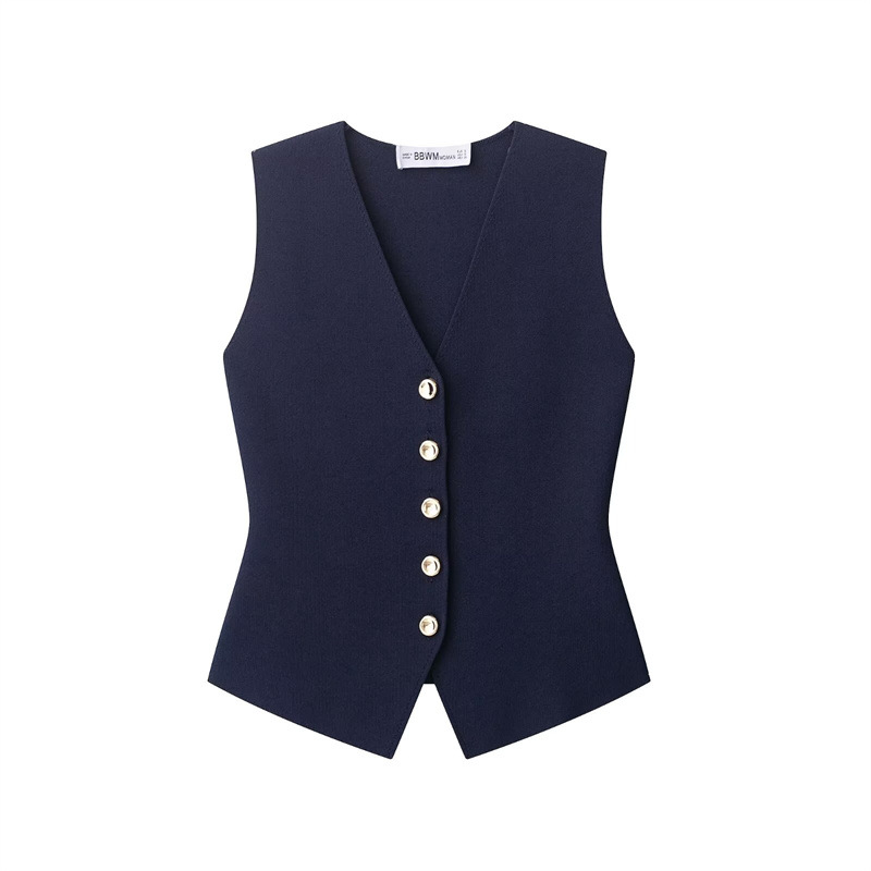 Ladies Button Front V-Cut Vest