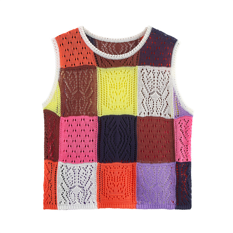 Polyester Panelled No Sleeve Blouse