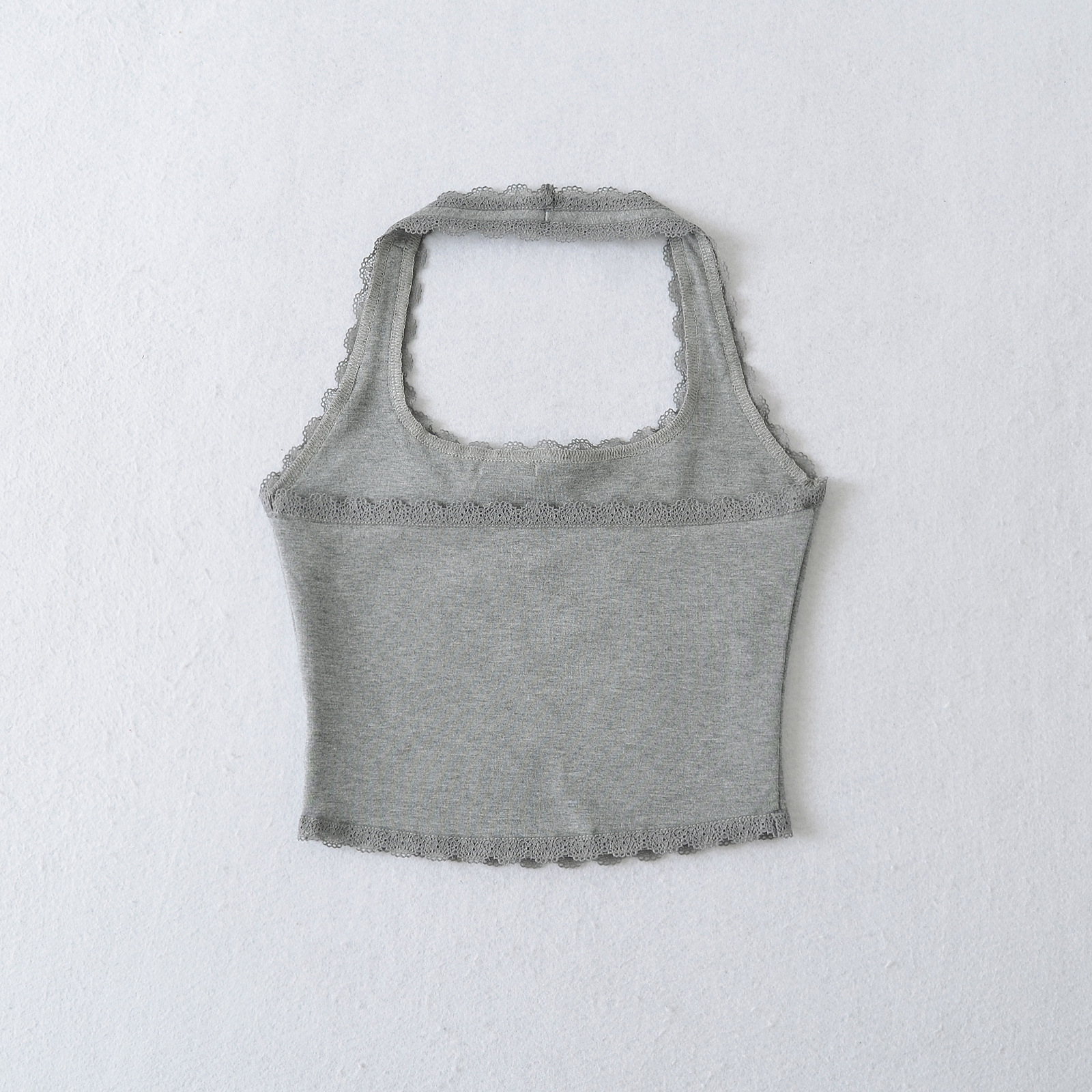 Slim Fit U-Neck Solid Color Front Bow Halter Crop Top