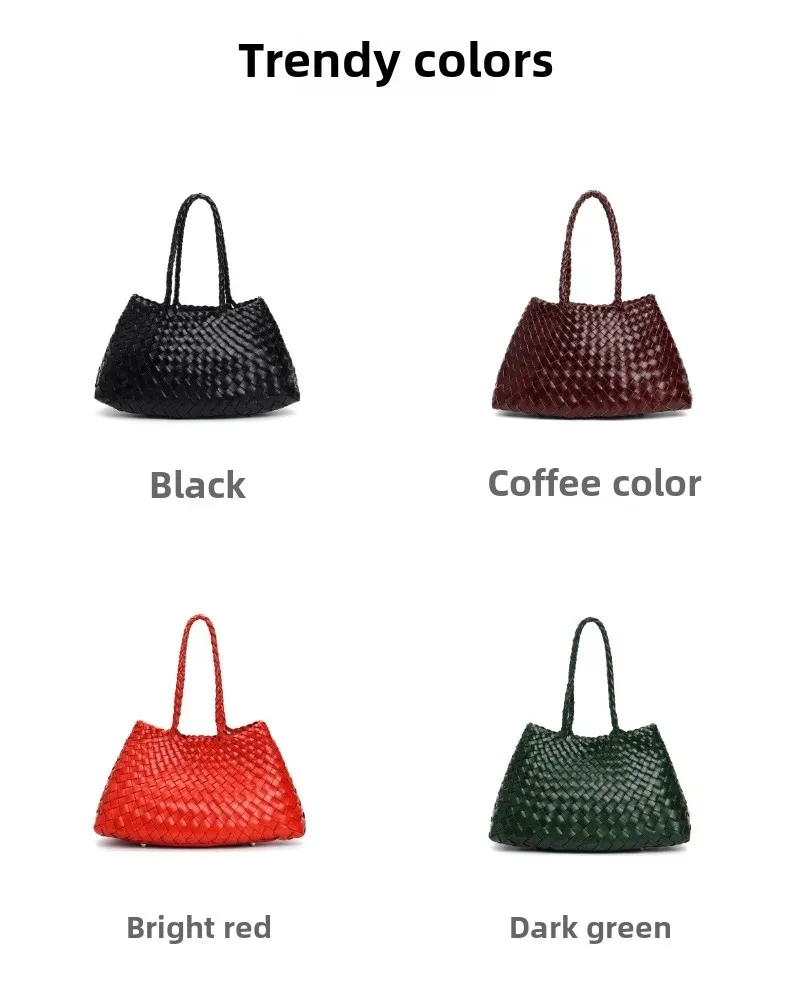 Trendy Retro Large Capacity Handbag Pure Handmade Woven Maternity Bag Commuter Shoulder Tote Bag