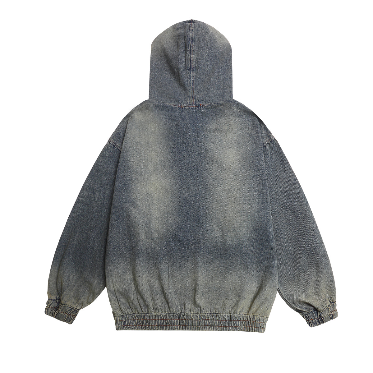 Faded Blue Cotton Embellished Hoody