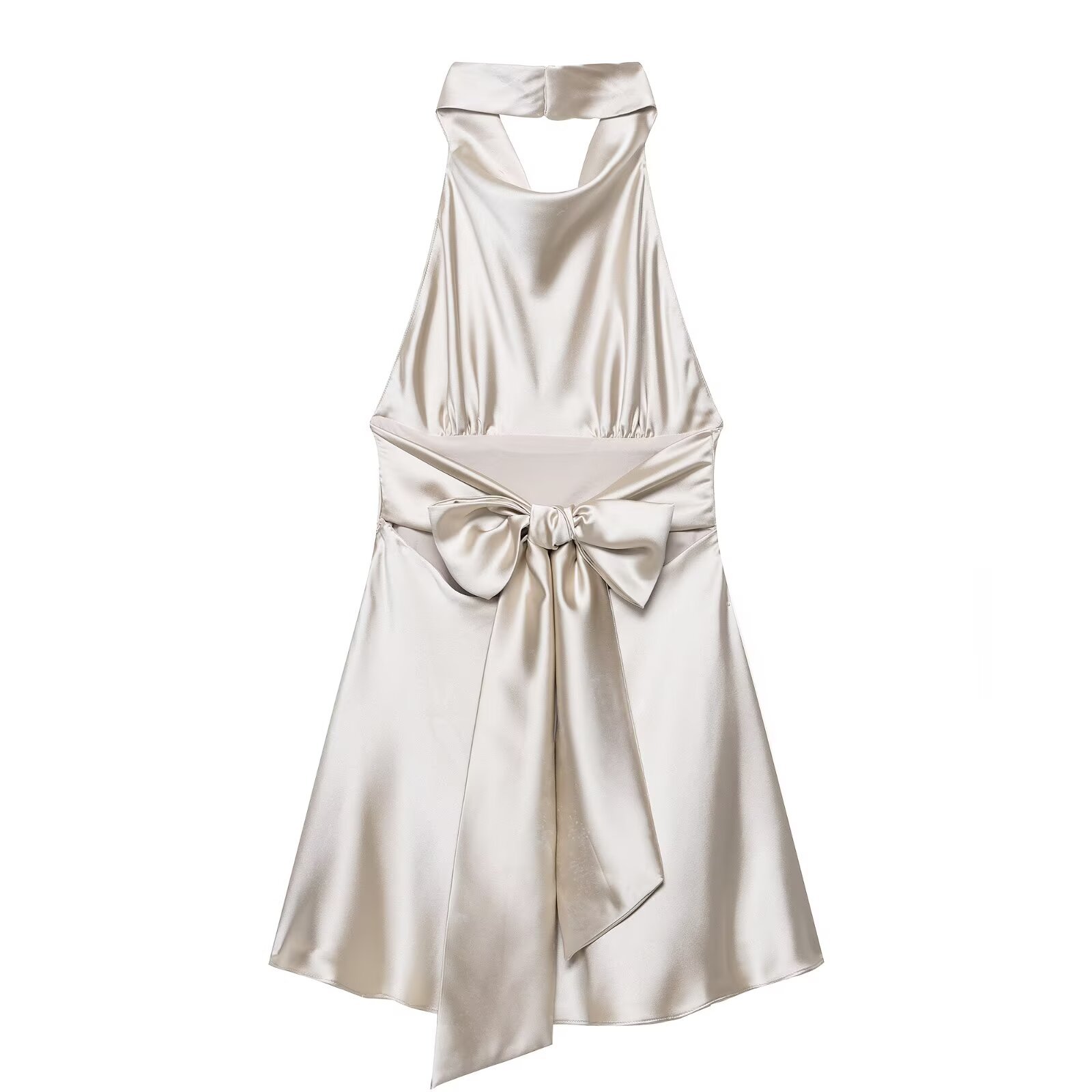 Sleek Open Back Crossover Drawstring Dress