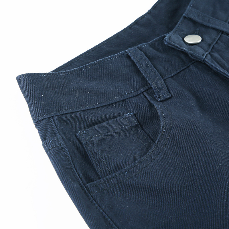 Solid color versatile loose fit slimming low waist jeans