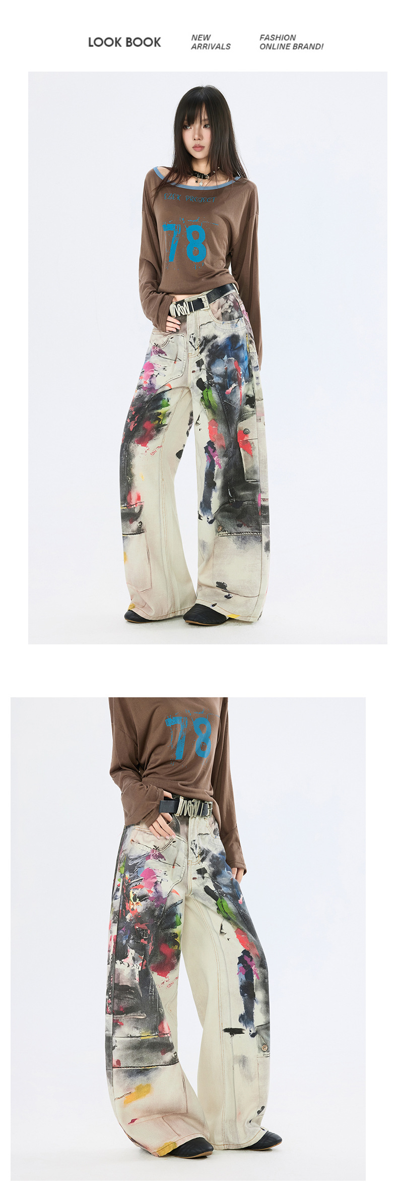 Women's Denim Pants Design Punk Floor-Length Trousers for Men and Women