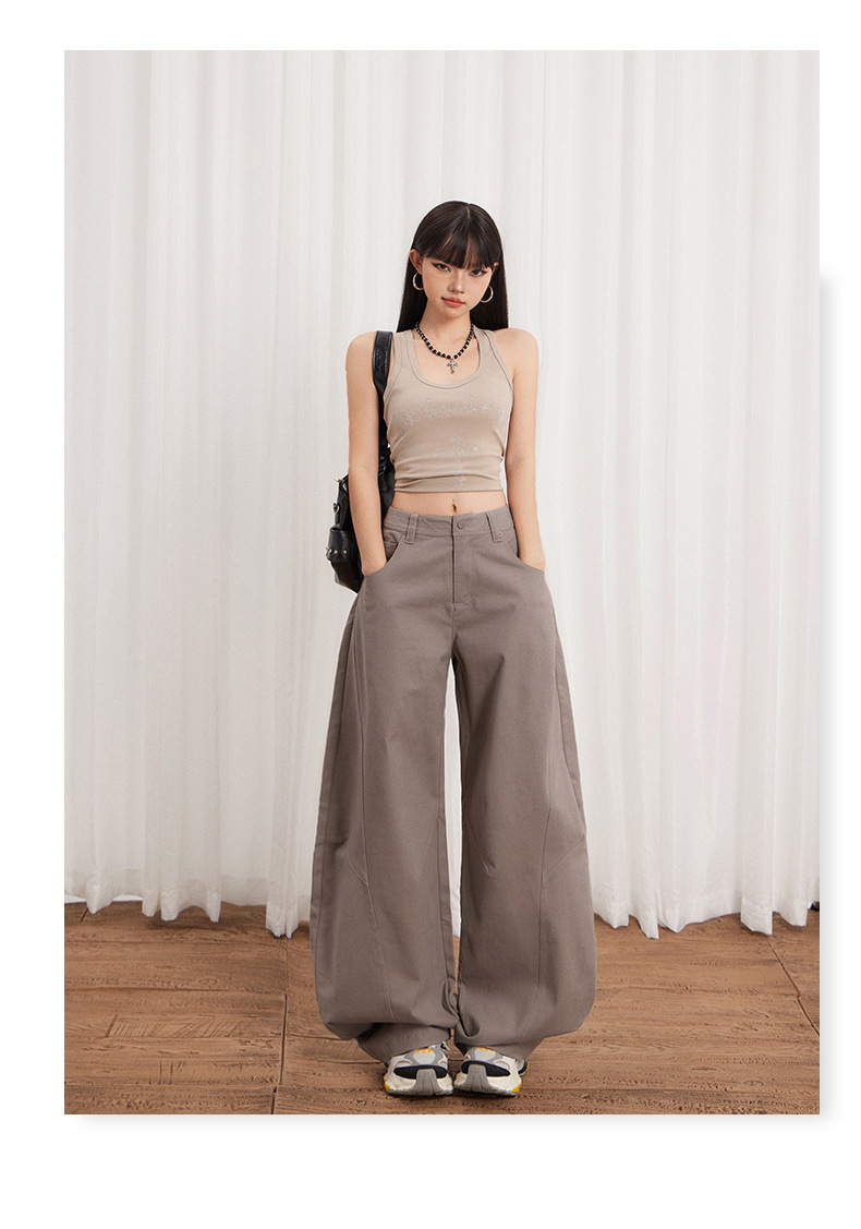 Women's High-Waisted Wide-Leg Jeans Pure Cotton Loose Pants