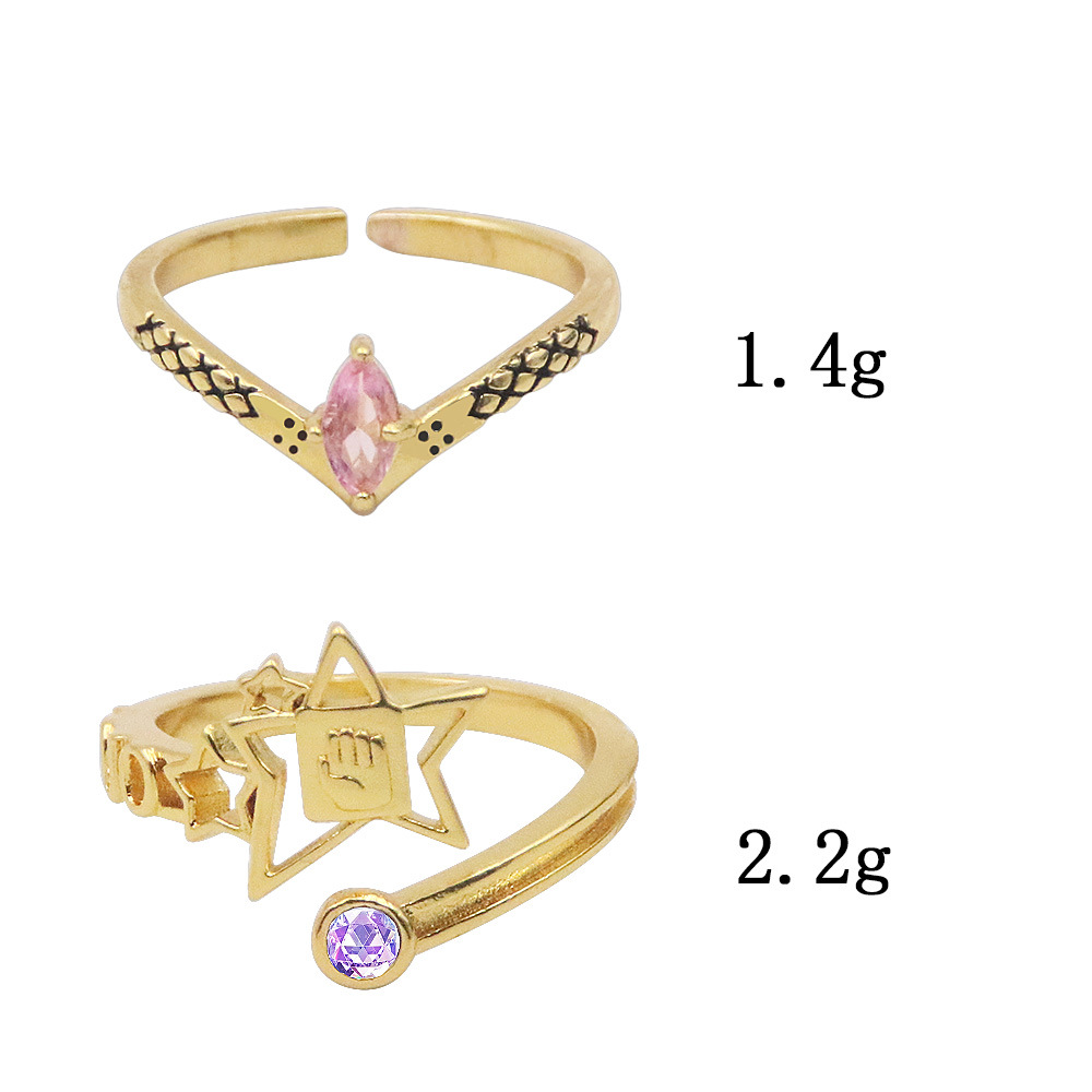 Anime JoJo's Bizarre Adventure Anime JoJo's Bizarre Adventure Josuke Higashikata Star Ring Stand Platinum Heart COS Ring