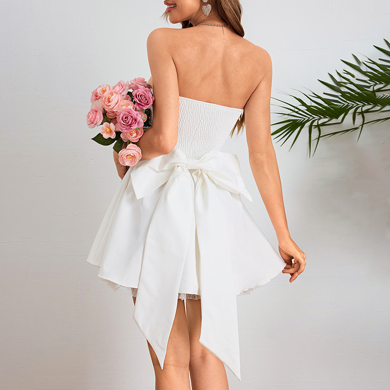 Polyester Sleeveless Tie Collarless Dress