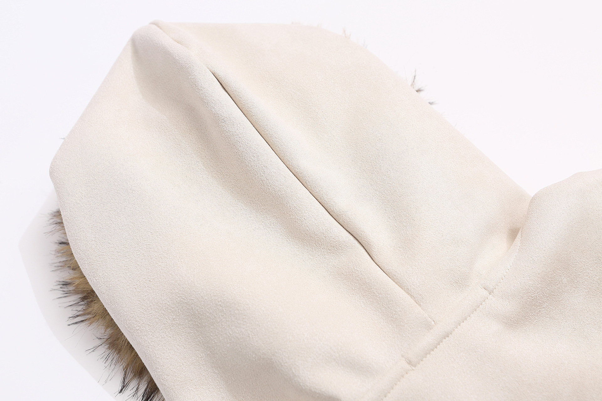 Wool collar zipper hoodie hooded