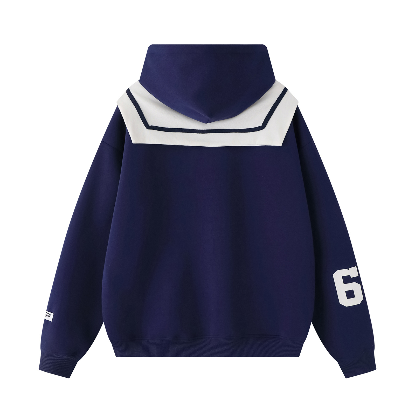 Embroidered Dog Patch Sailor Collar Hoodie
