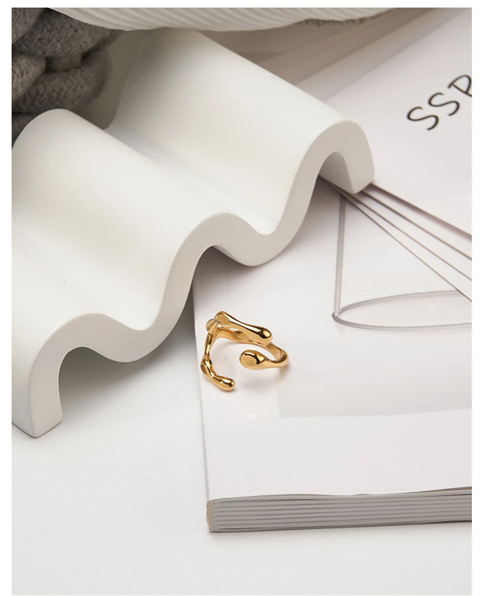 Y Shape Open Ring For Women Gold Color Stainless Stee Fashion Jewelry Rings Office
