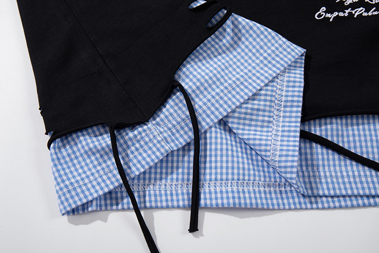 Oversized American Cotton Letter Layered Button-Down Guy's Tee