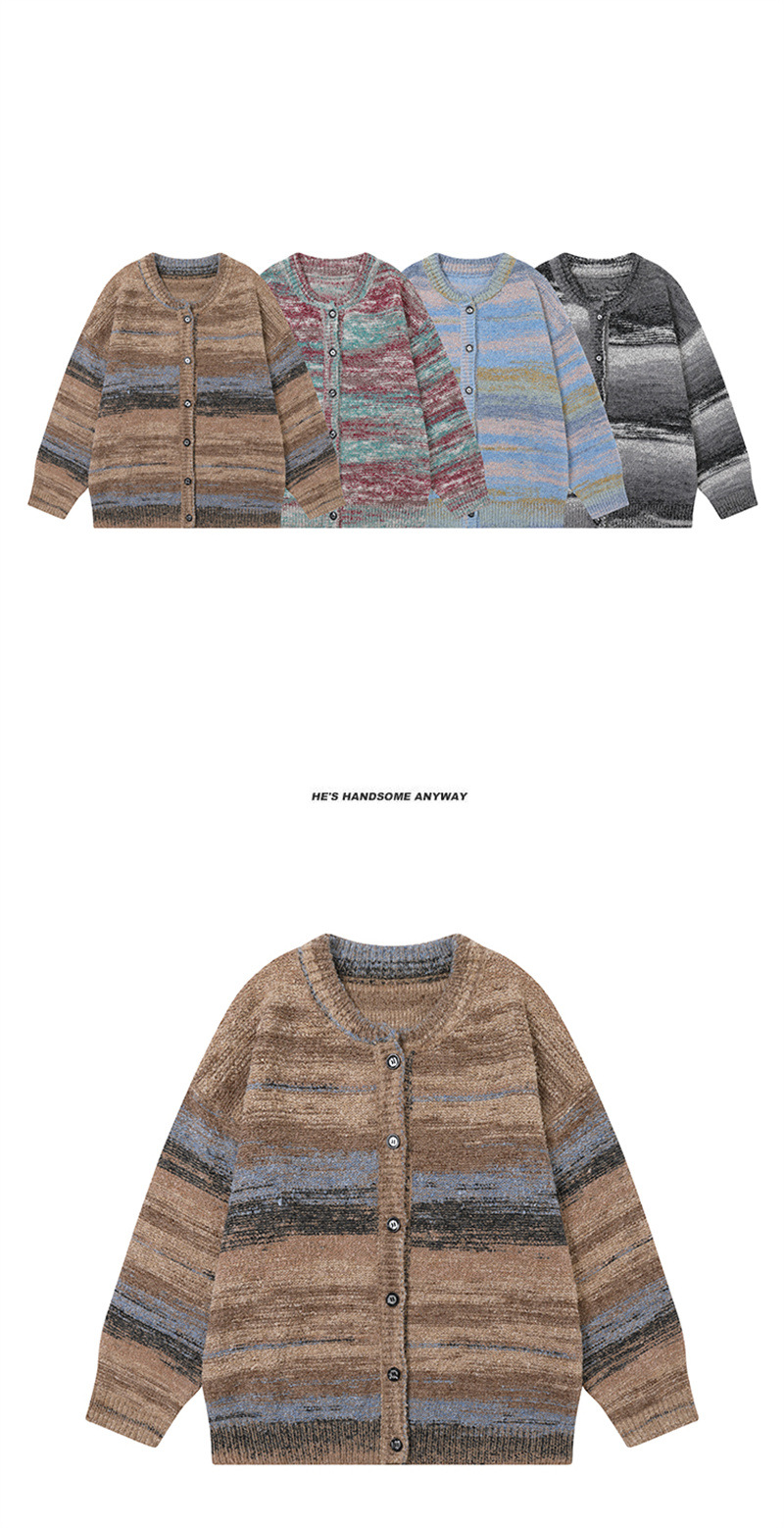 Unisex Oversized Japanese Workwear Jacquard Cardigan