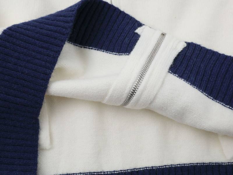 Contrast Stitch Banded Zipper Cardigan