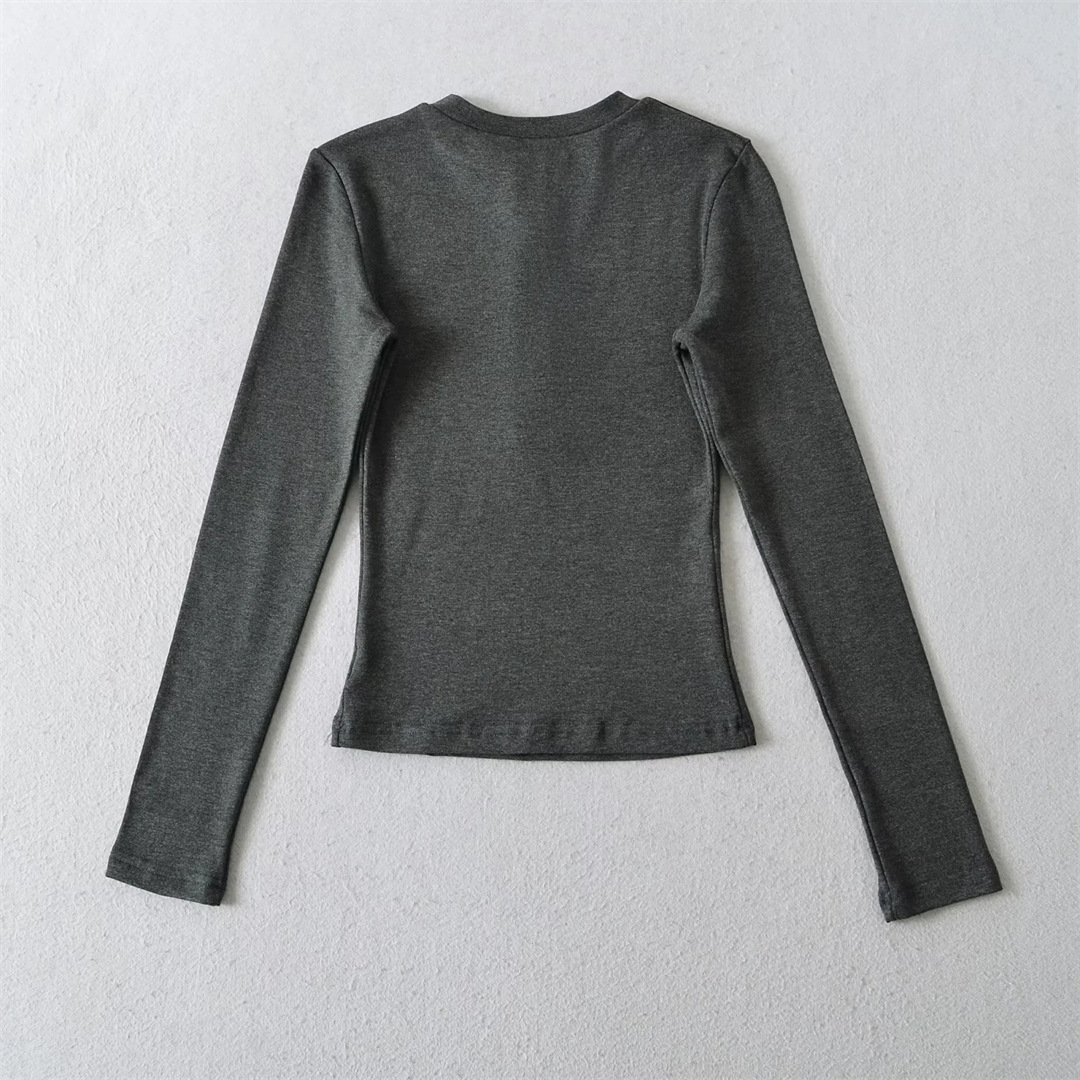 Sexy Chic Plain Wrist-Length Snug Tee