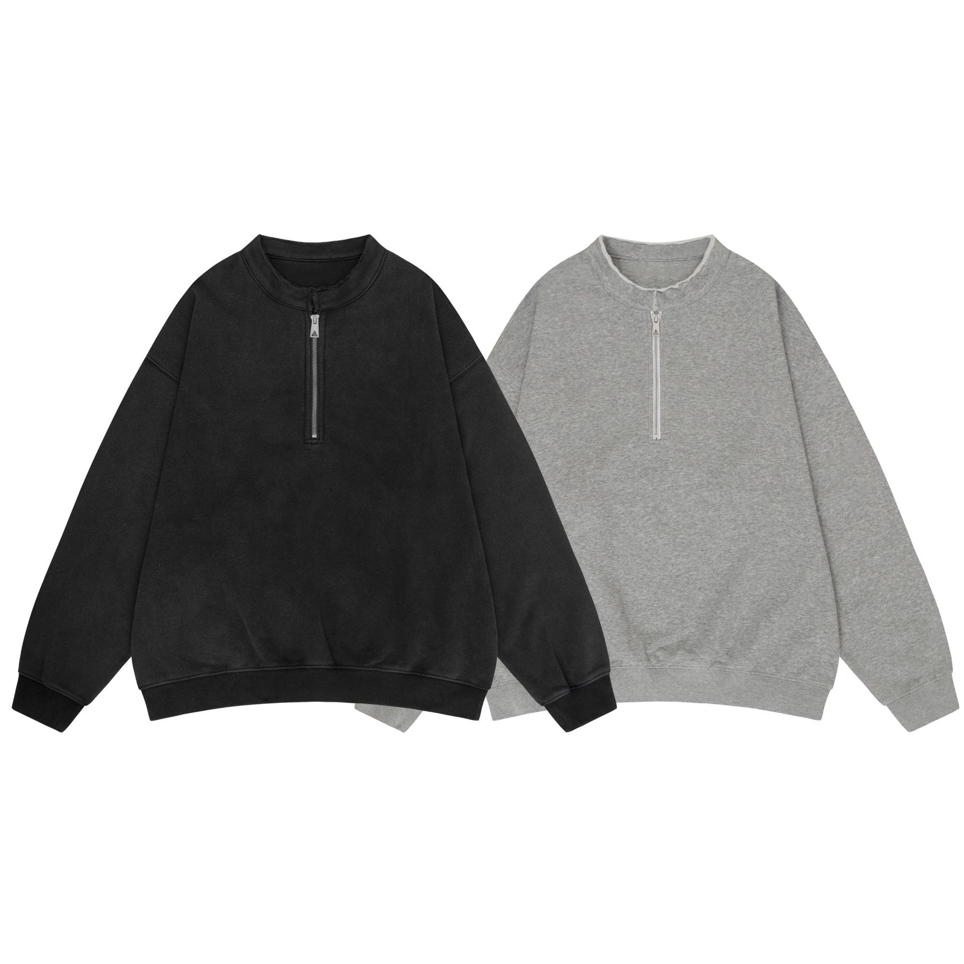 Oversized Faded Cotton Zip Hoodie