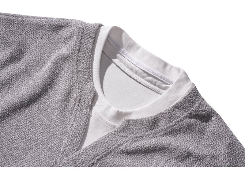 Oversized Colorblock Faux Separates Plunge Hoodie