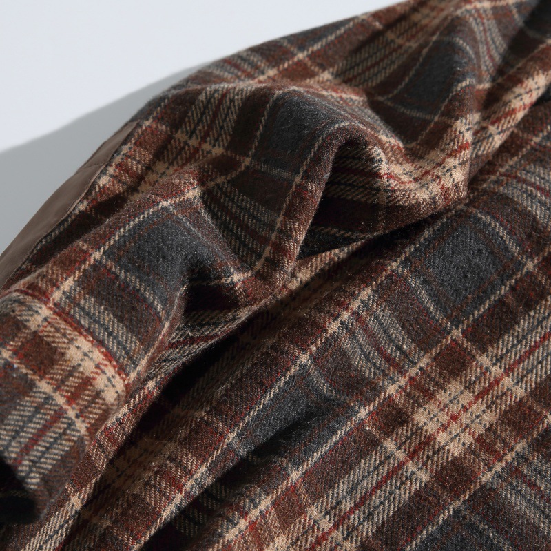 Oversized Contrast Plaid Zip Pouch Full-Sleeved Shirt