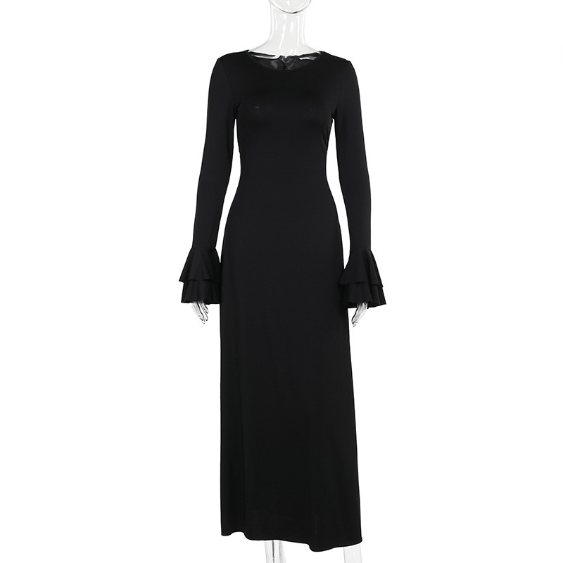 High Waist Polyester Pencil Midi Skirt Scalloped Hem