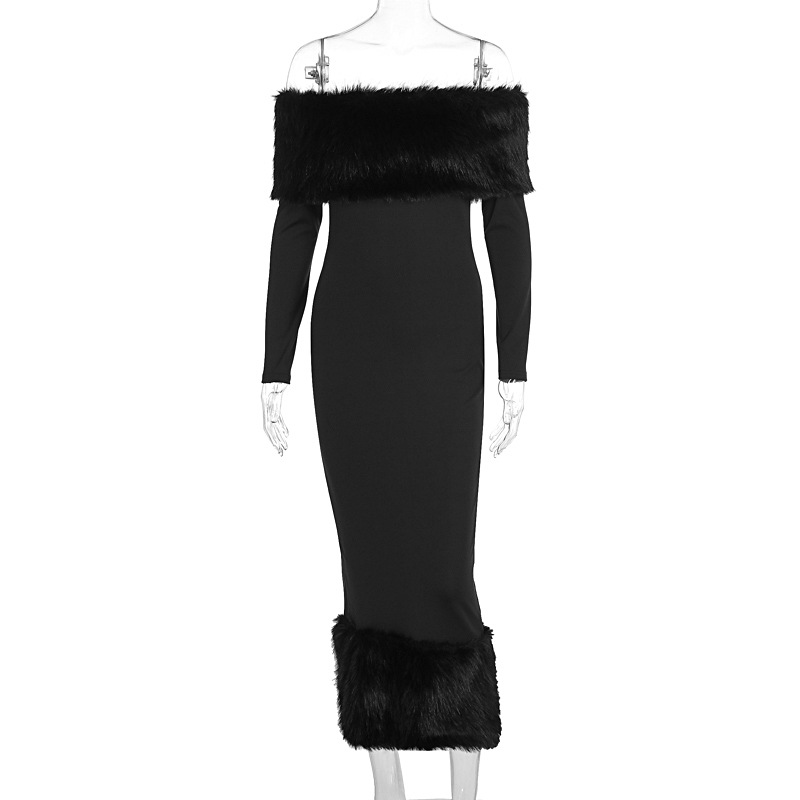 One neck long sleeved temperament slim fit dress
