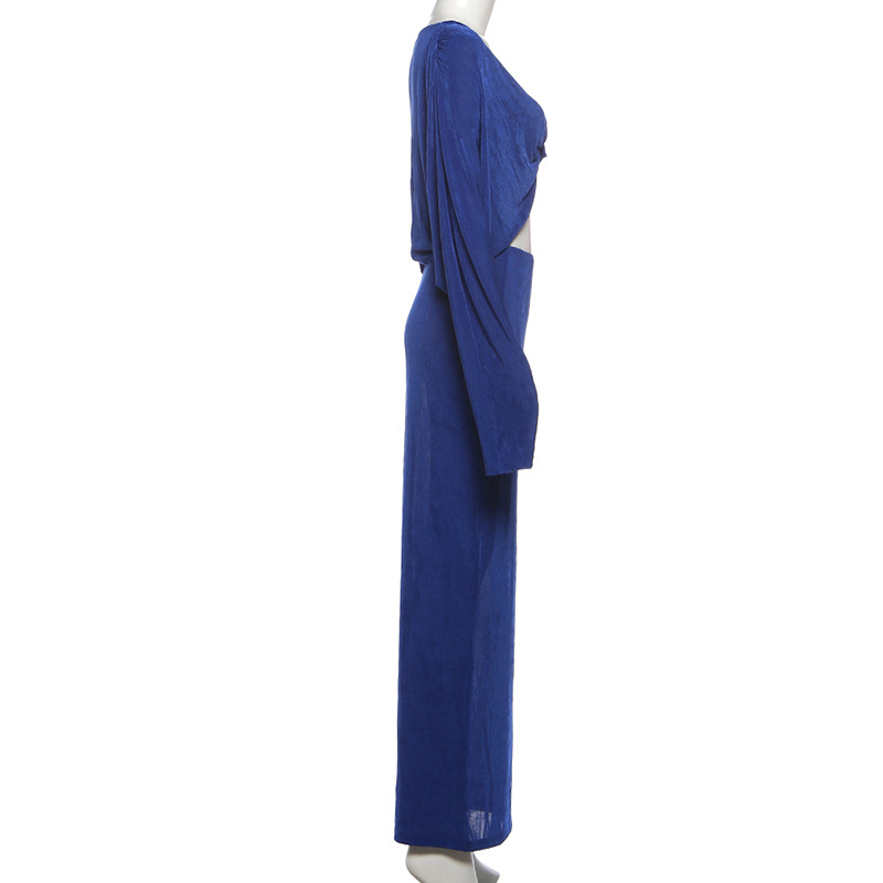 Plunge Cutout Low Waist Long Sleeve Bodycon Dress