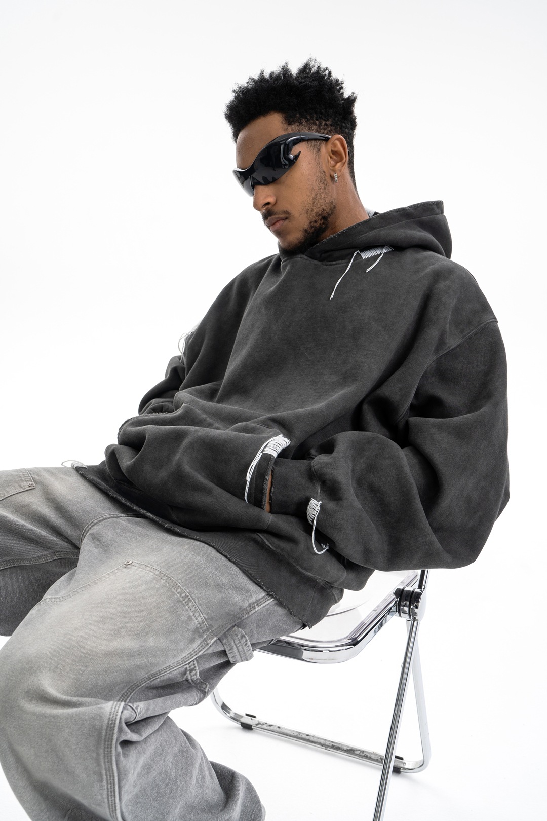 Chunky Vintage Plain Cotton Hoodie