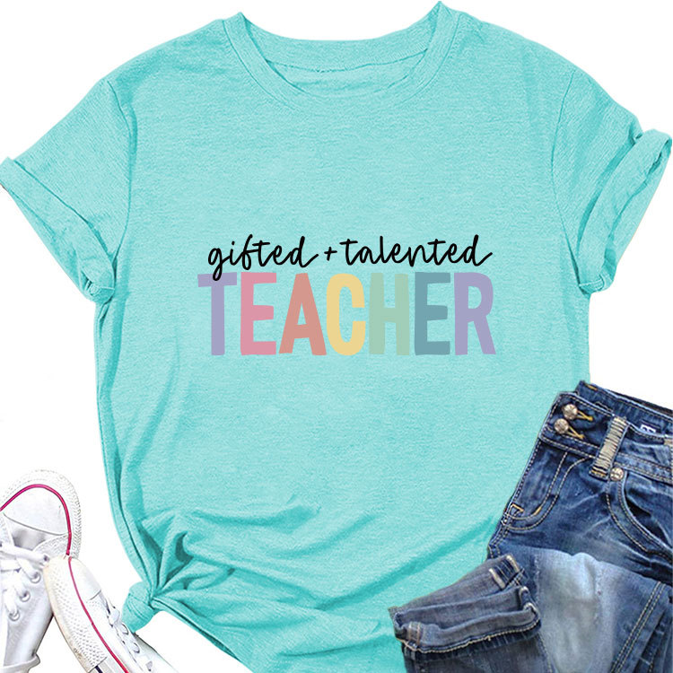 Ladies Geometric Print Crew Neck T-shirt