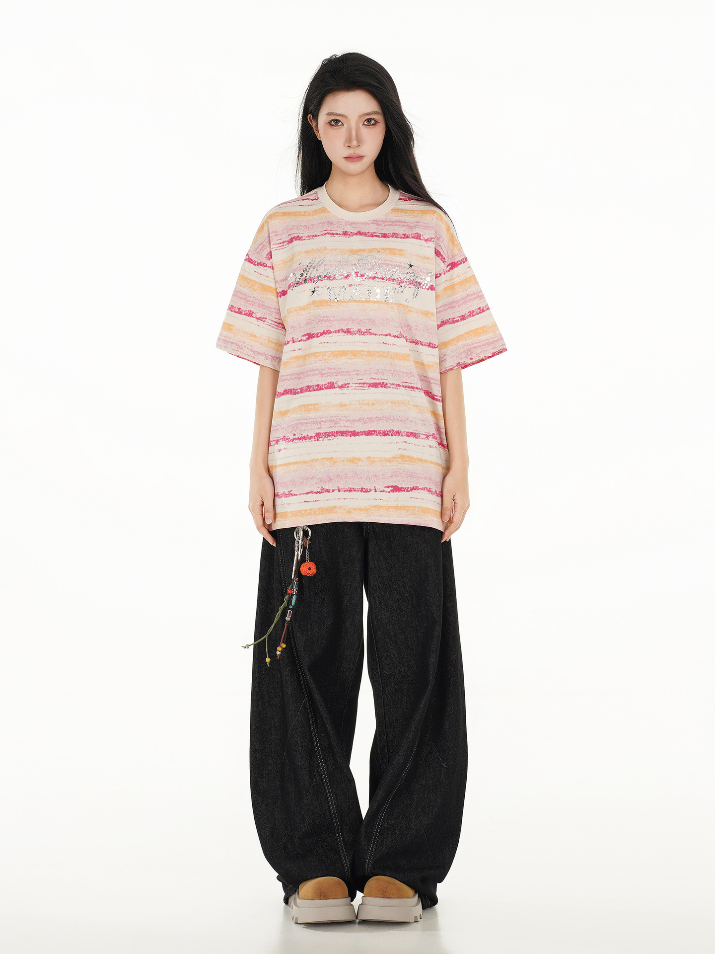 His & Hers Vintage Crystal-Banded Oversized Crewneck Tee