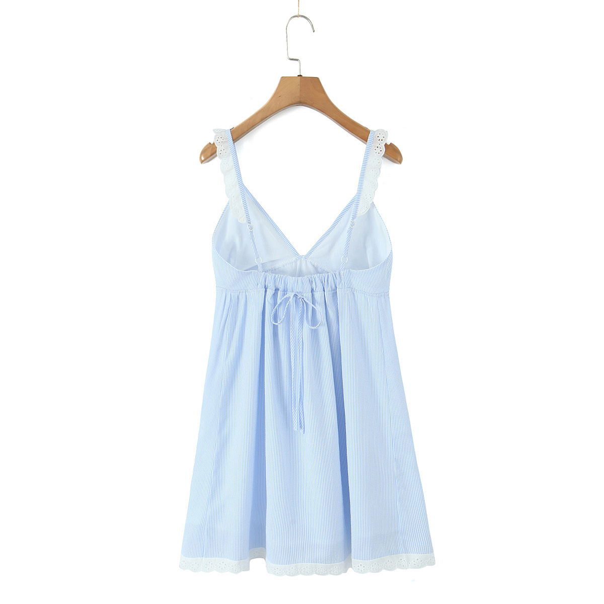 Striped Rose Decorated Lace Trimmed Dress