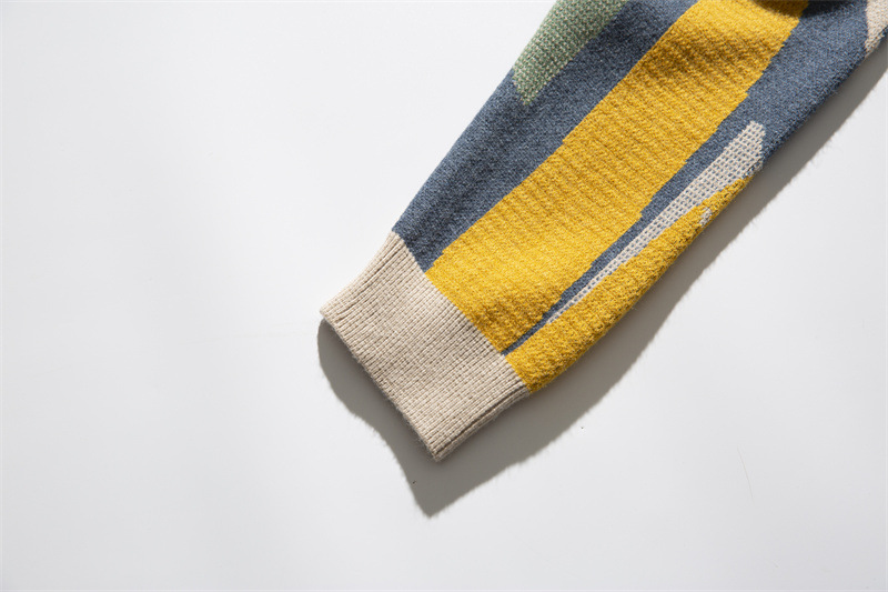 Japanese Workwear Oversized Color Block Long Sleeve Sweater