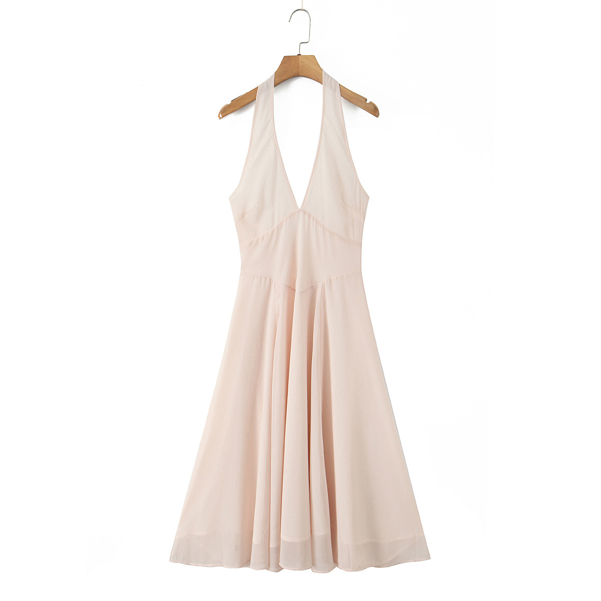 Sleeveless Halter Low-Back Fitted Dress