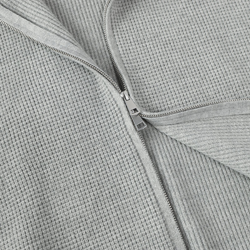 Relaxed Plain Ribbed Hood Wrap Cardigan