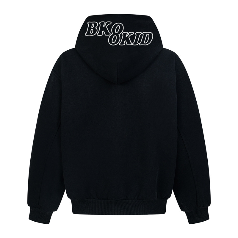 Street Relaxed Fit Zip-Up Letter Print Hoodie