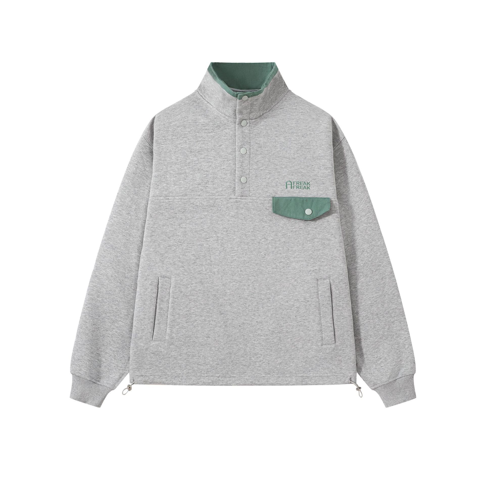 Cotton Two-Tone Mock Neck Varsity Oversized Hoodie