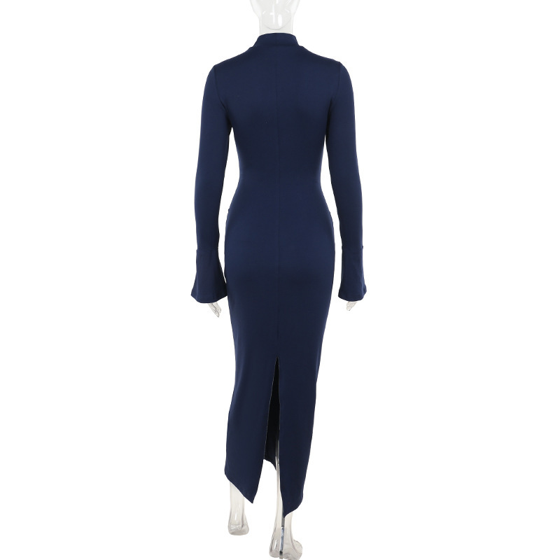 Tailored Round Neck High Waist Spandex Dress
