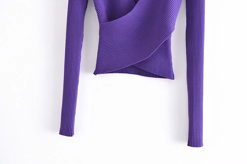 Autumn And Winter New Cross-Hollow Stretch Slim Ladies Cross-Knit Sweater Casual Wear