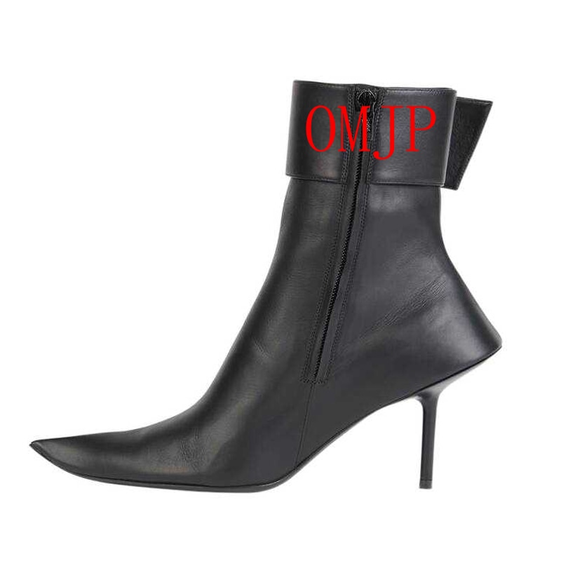 New Brand Sexy Women's Ankle Boots Thin High Heel Pointed Toe Fashion Zipper Short Boots Party Shoes Black Green Big Size