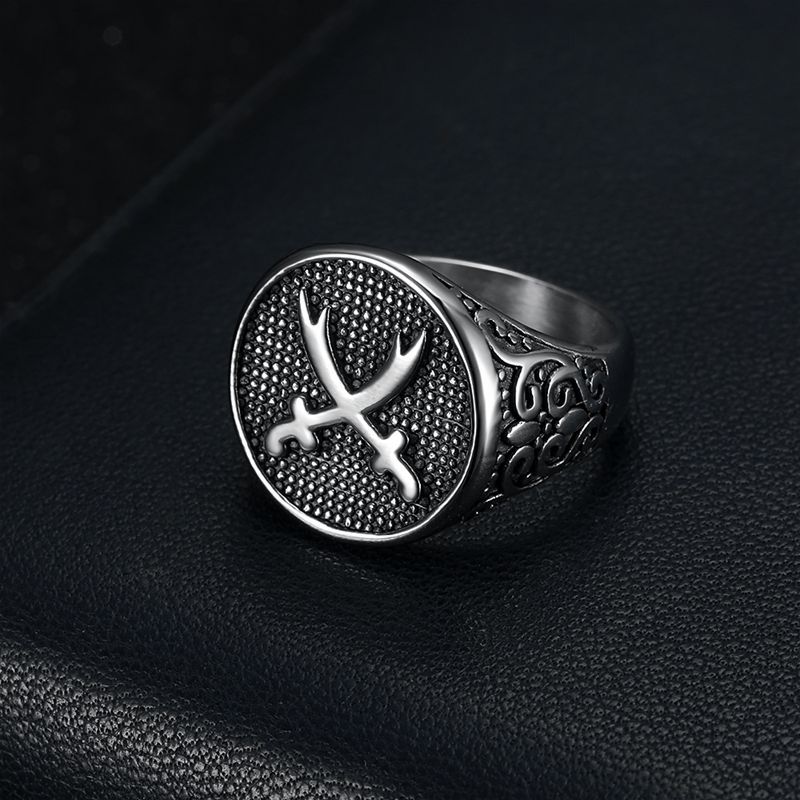 Vintage Punk Style Jewelry Titanium Steel Polishing Knife Stainless Steel Men's Ring