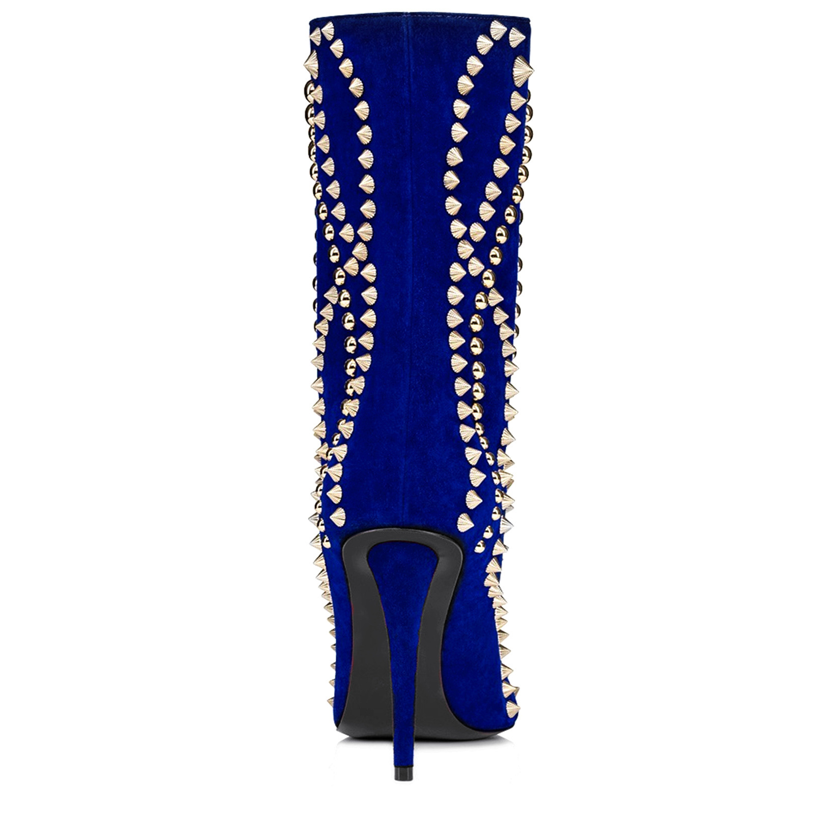 New high heeled pointed rivet boots, ankle short boots, and calf women's shoes
