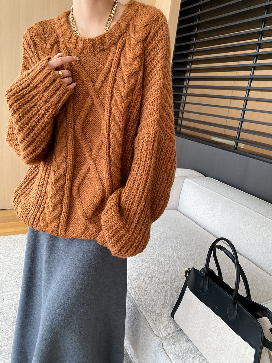 Relaxed Fit Solid Long Sleeve Sweater