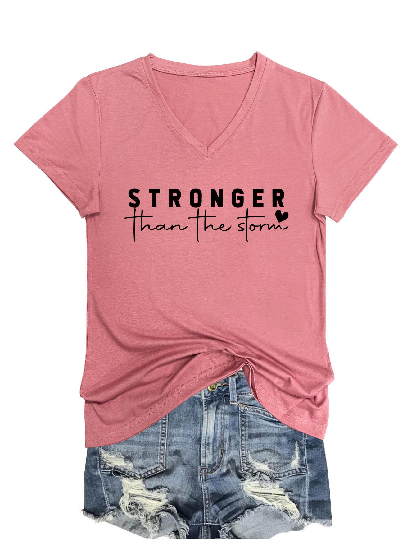 Geometric Print Plunge Front Ladies Tee