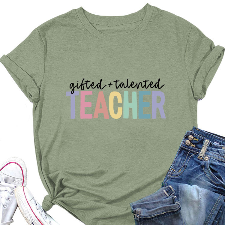 Ladies Geometric Print Crew Neck T-shirt