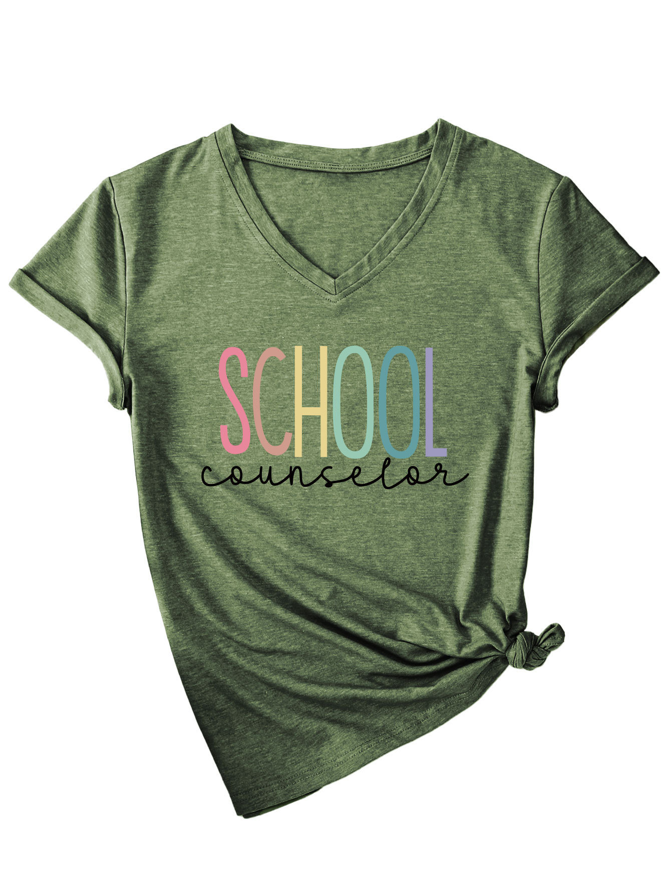 Ladies V-Neck Geometric Print Tee