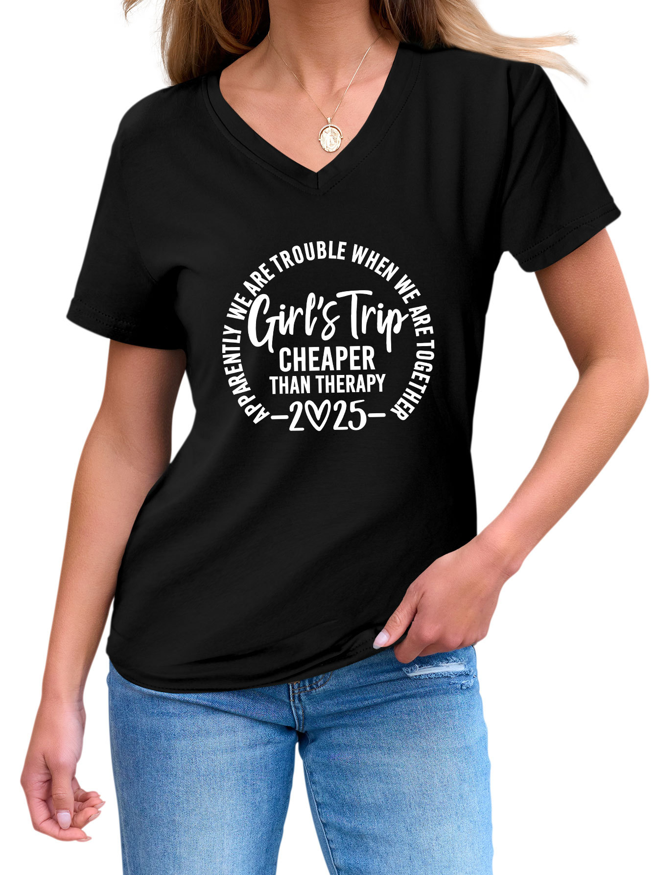 Ladies Crew Geometric Print T-Shirt