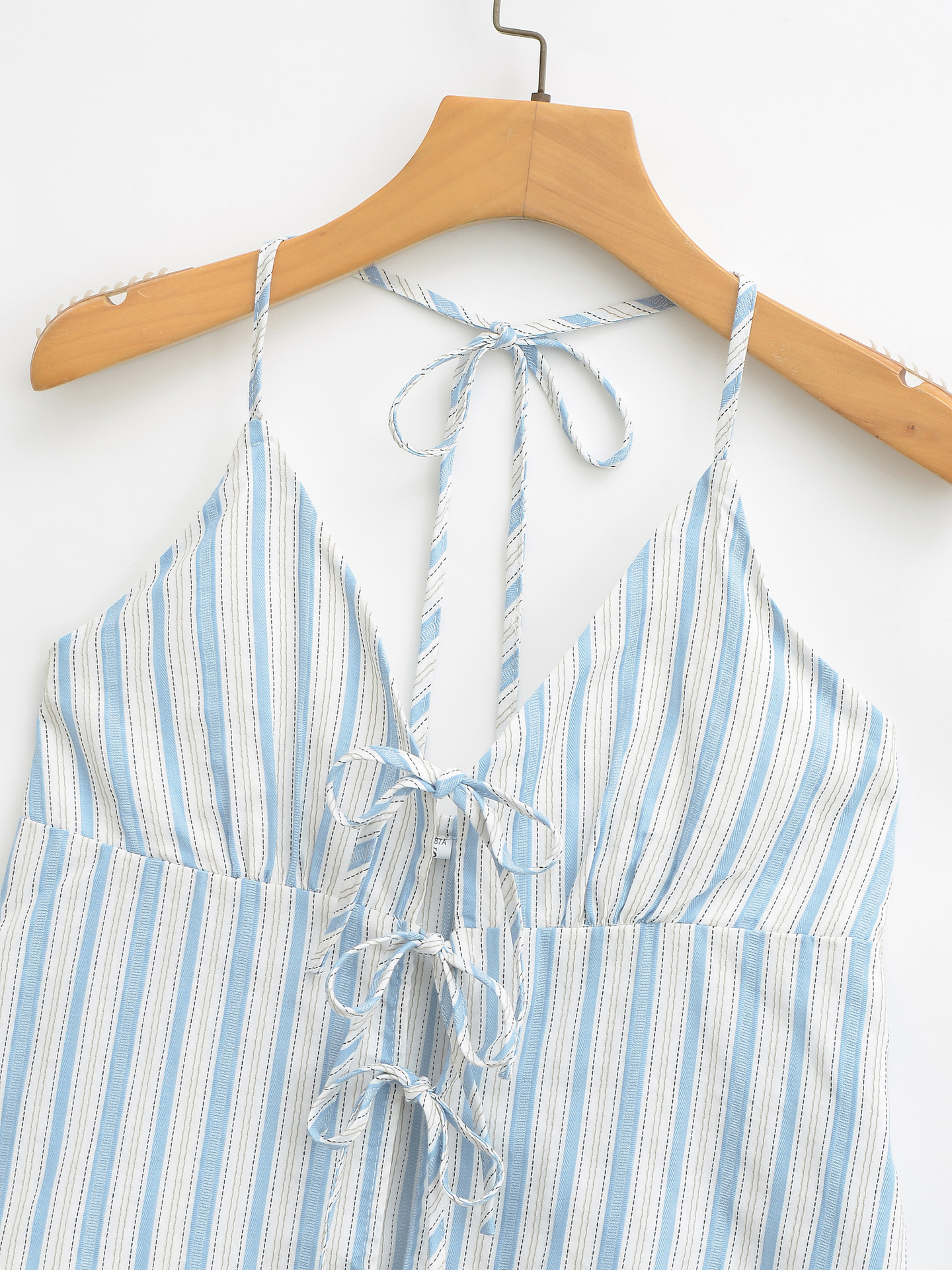 Two-Tone Pinstripe Open Back Criss Cross Cami