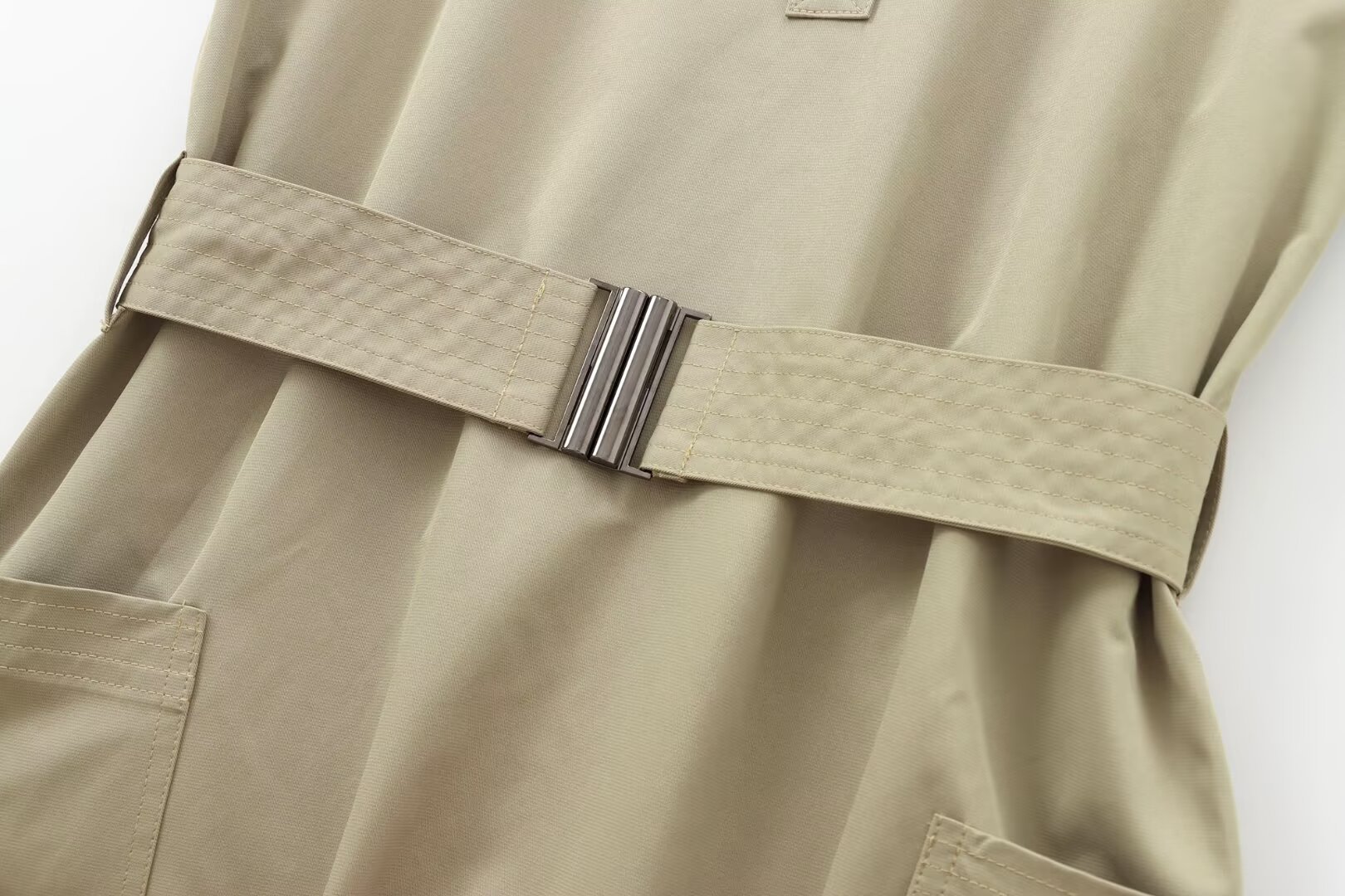 Elegant and Simple Shirt Dress with Waistband for Women