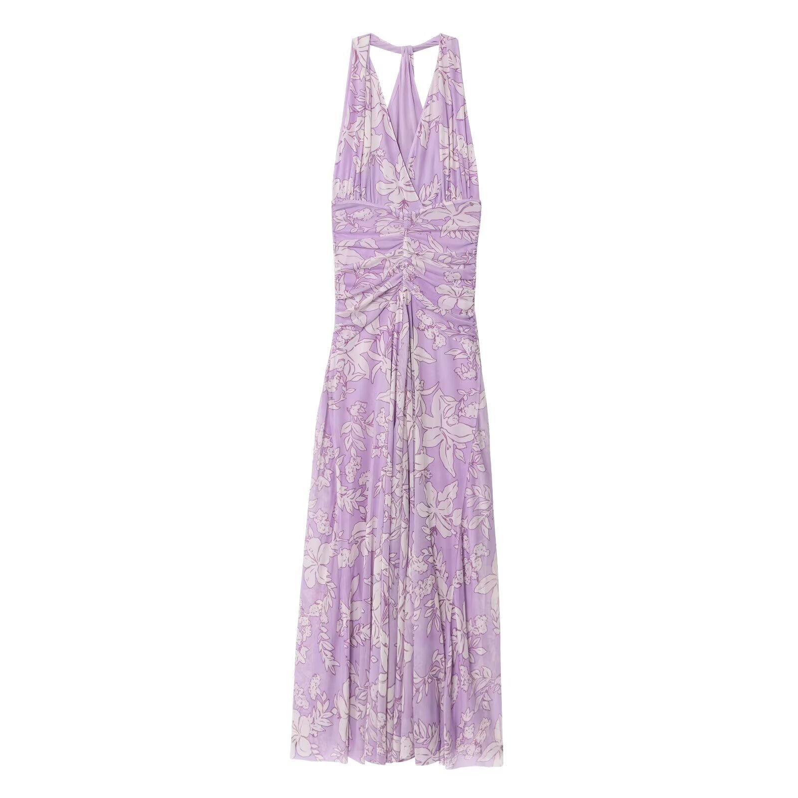 Women's Clothing Printed Chiffon Halter Neck Long Dress