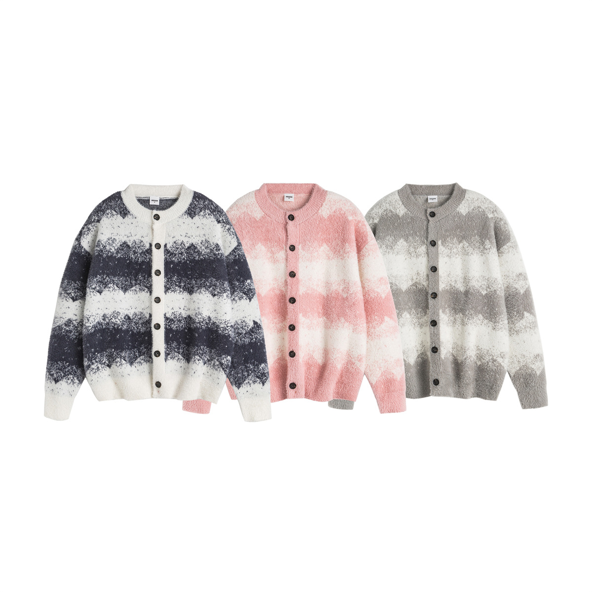 Unisex Japanese Workwear Relaxed Ombre Stripe Cardigan