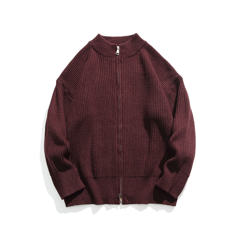 Japanese Workwear Plain Zip Front Cardigan