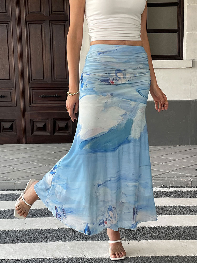 Soft Glossy Swirl Polyester Skirt