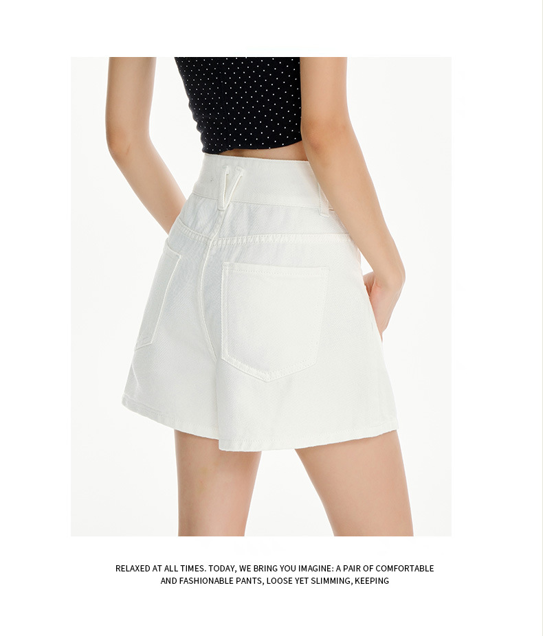 Light Blue High-Waisted A-Line Denim Shorts for Women Loose and Slim Fit Wide-Leg Hot Pants